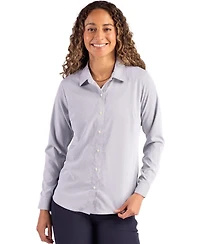Cutter & Buck Women's Skyline Epic Confidence Recycled Pinstripe Long Sleeve Dress Shirt