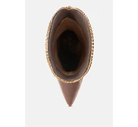 Ashipa Diamante Chain Detail Calf Boots Women