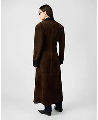WeWoreWhat Women's Premium Double Breasted Suede Coat