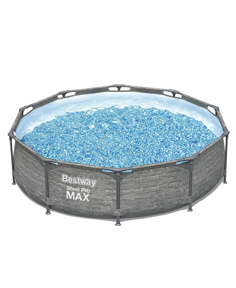 Bestway Steel Pro Max 10' x 30" Above Ground Outdoor Swimming Pool Set, Gray