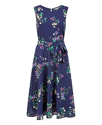 Yumi Women's Floral Print Midi Skater Dress