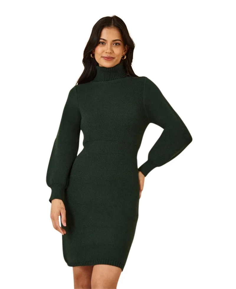 Yumi Women's Roll Neck Knitted Dress