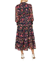 Yumi Blossom Print Lace Trim Maxi Dress