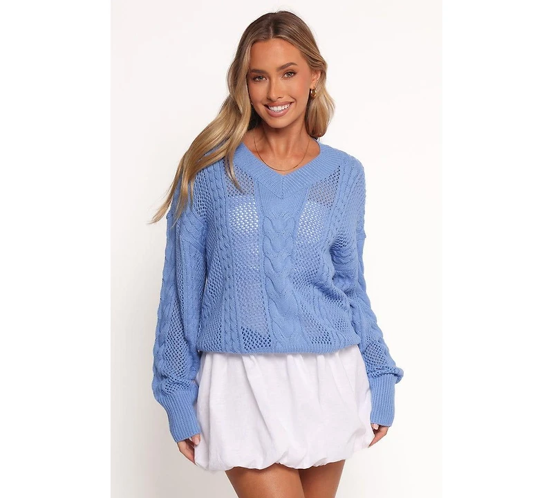 Petal and Pup Women's Janie Knit Sweater - Blue Xl