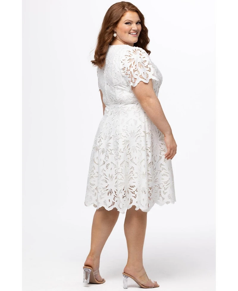 Celebrations by Sydney's Closet Women's Lace Little White Party Dress with Cap Sleeve