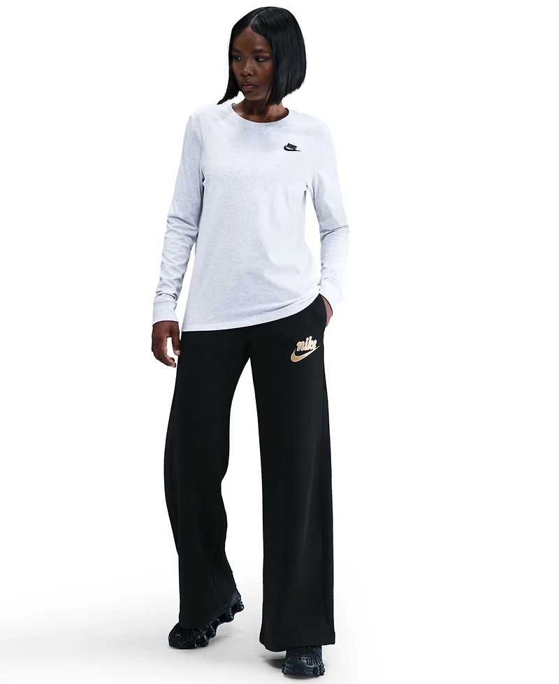 Nike Women's Club Fleece Mid-Rise Wide-Leg Pants