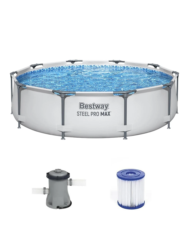 Bestway Steel Pro Max 10'x30" Round Above Ground Outdoor Swimming Pool with Pump