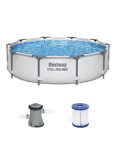 Bestway Steel Pro Max 10'x30" Round Above Ground Outdoor Swimming Pool with Pump