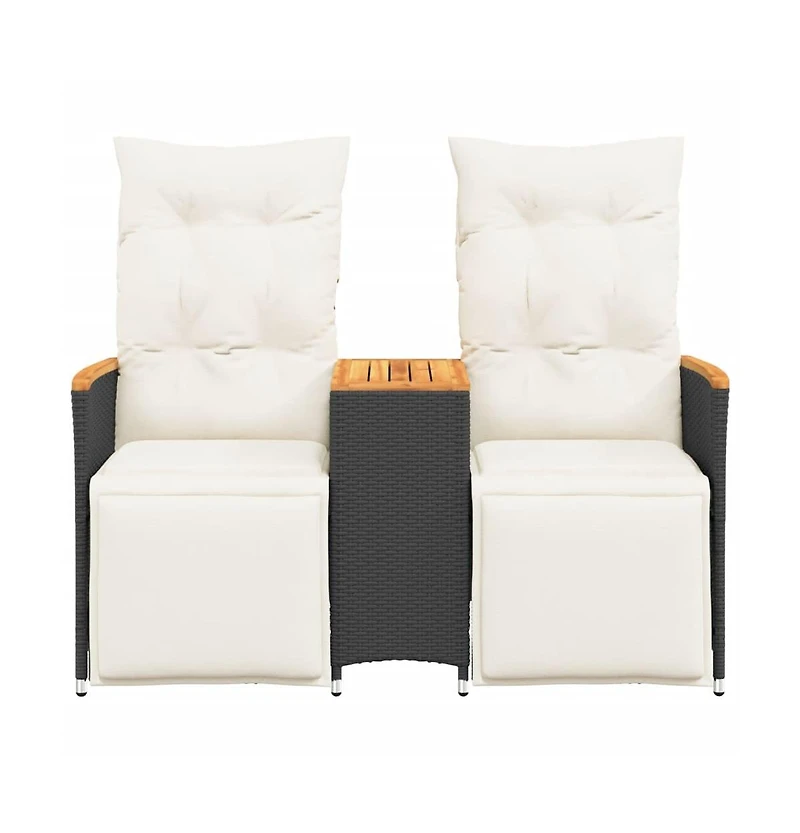 Reclining Garden Sofa Black, Cream White