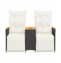 Reclining Garden Sofa Black, Cream White