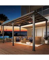 Aecojoy 14'X10' Hardtop Gazebo Outdoor Pergola Lean to Metal Pergolas