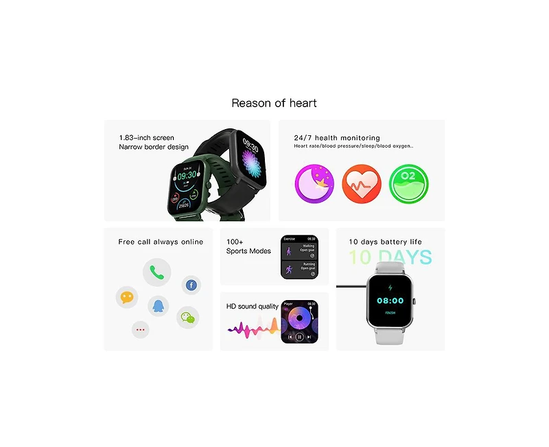 Ruxing Smart Bluetooth Call Watch Heart Rate And Blood
