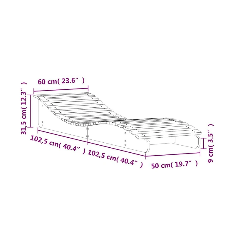 Sun Lounger Natural wood Solid Douglas fir wood 80.7 x 23.6 in