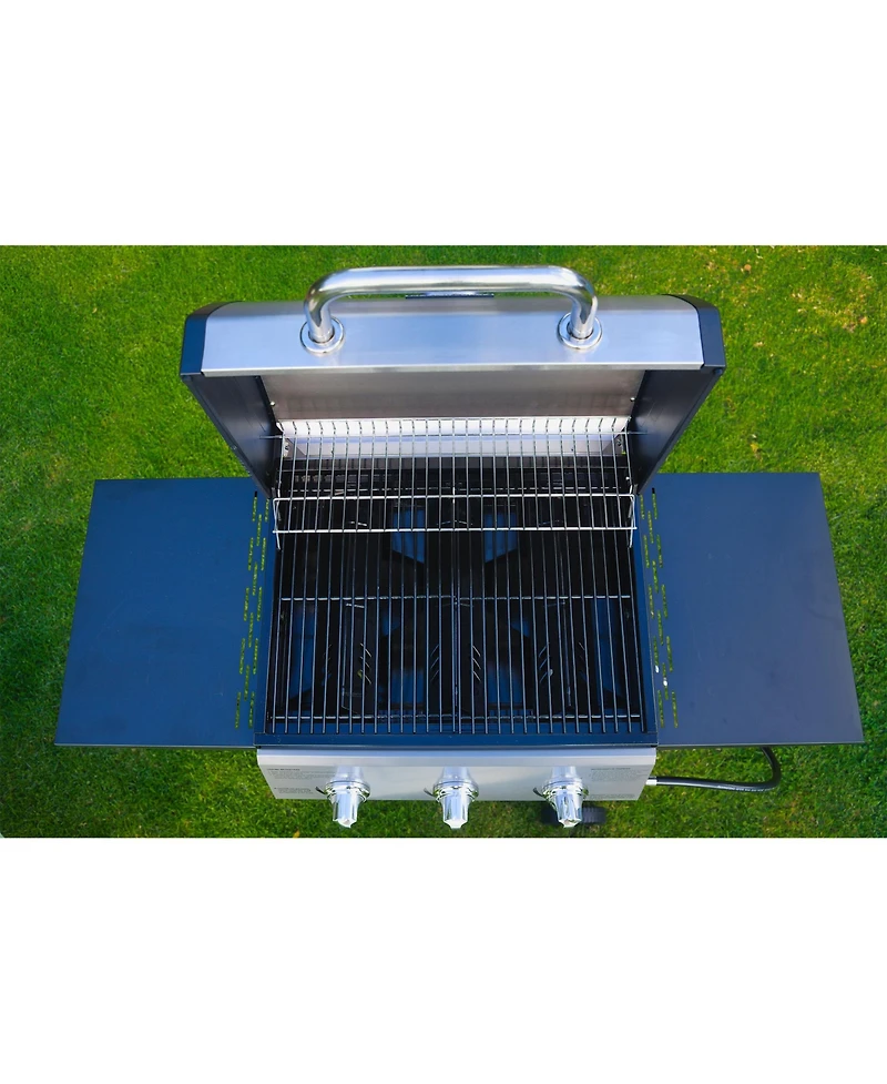 Grill Boss 27,000 Btu 3 Burner Propane Gas Grill w/Wheels, Cover, & Side Shelves