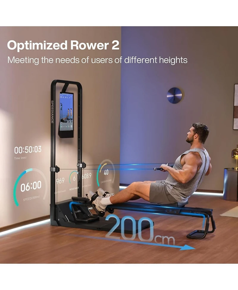 Speediance AeroRow Rowing Bench, Next Generation of Rowing Machines, Rower Attachment for Gym Monster