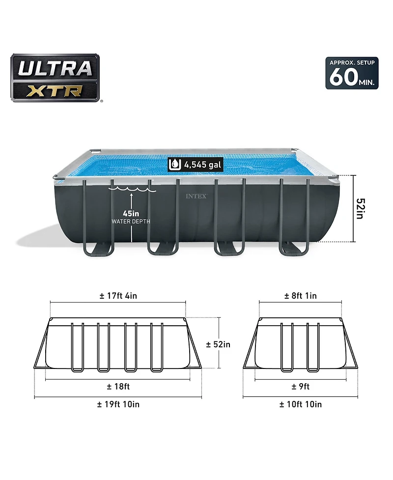 Intex Ultra Xtr 18' x 9' x 52" Above Ground Pool & OptiFlow Premium Filter Sand