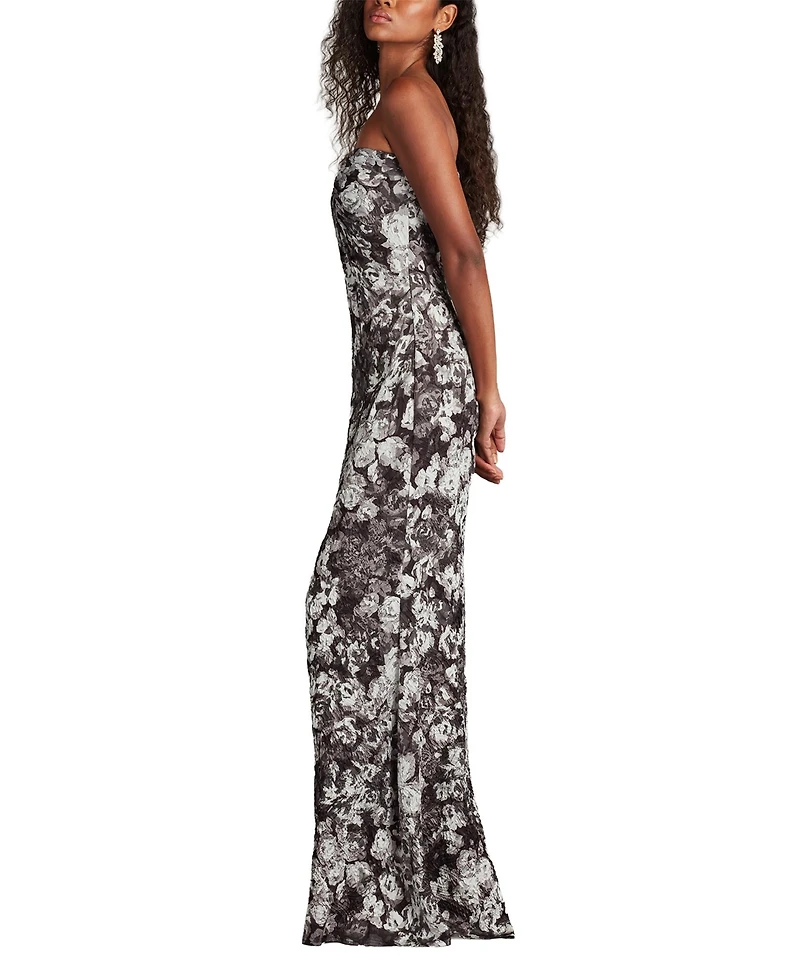 Tadashi Shoji Women's Carnie Strapless Floral Print Gown