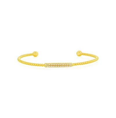Sterling Silver, Cz Bar Beaded Bangle