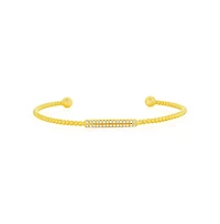 Sterling Silver, Cz Bar Beaded Bangle