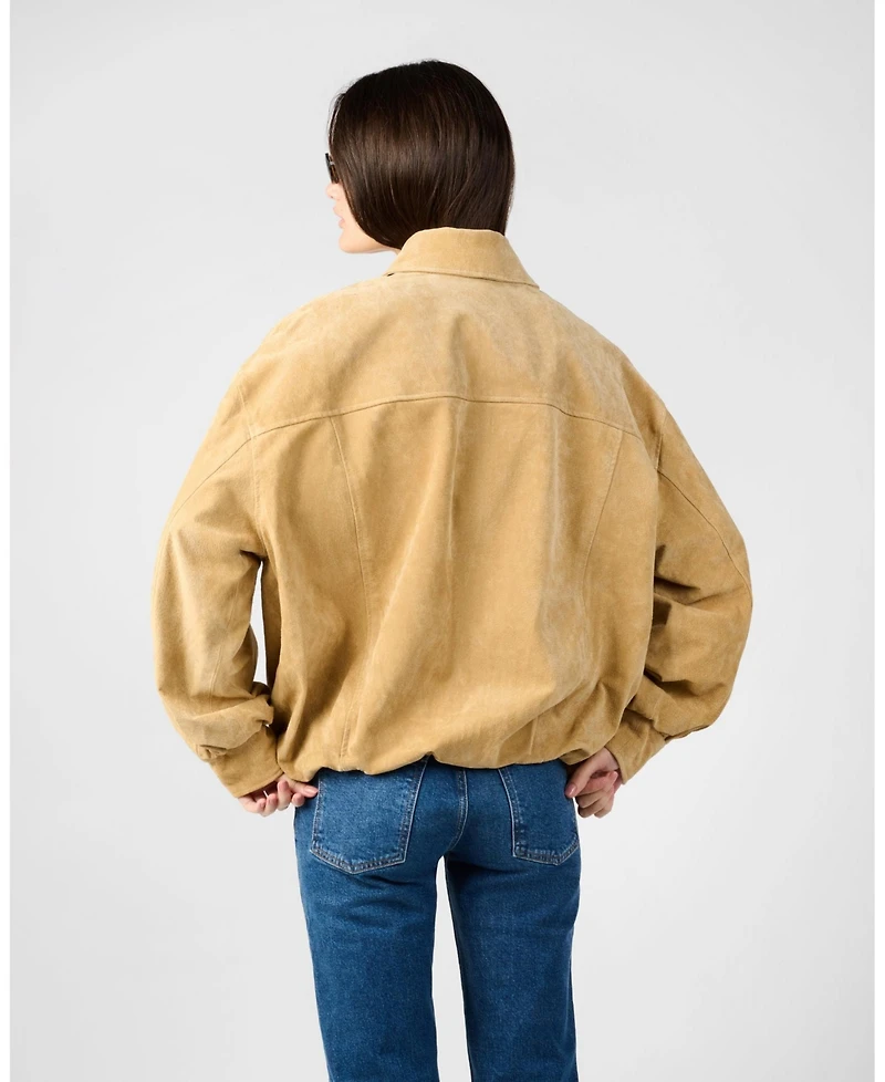 WeWoreWhat Women's Premium Suede Bomber Jacket