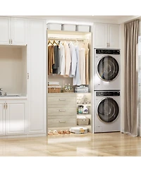 30" Freestanding Closet Organizer with Hanging Rods and Drawers, Closet System with Storage Shelves