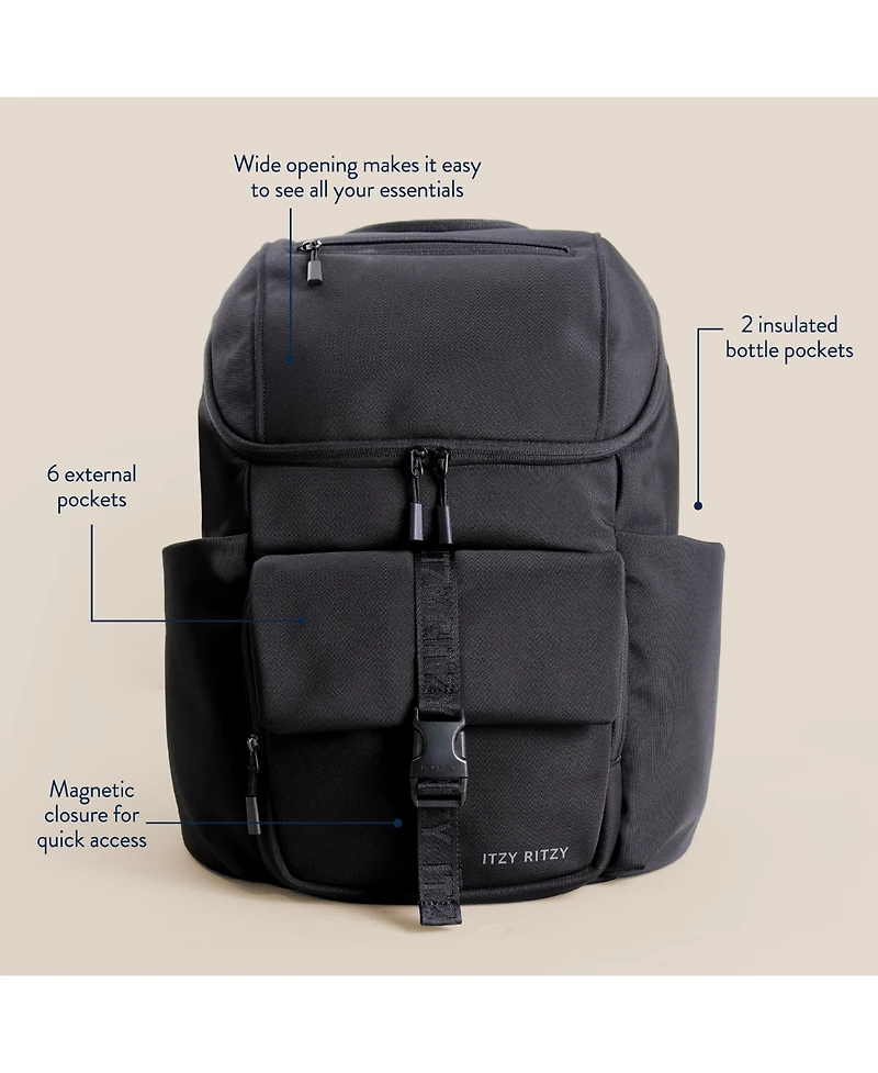 Itzy Ritzy Baby Belong Top Open Backpack Woven Chocolate