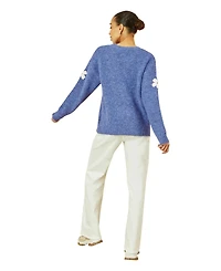Yumi Women's Crochet Flower Knit Sweater