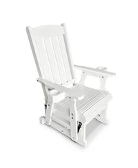 Wooden Patio Glider for One Person, with High Back and Deep Contoured Seat, Solid Fir Wood, Heavy Duty 600 Lbs (Deep Brown, 1-Seater)