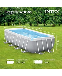Intex 16 Foot x 42 Inch Prism Frame Rectangular Above Ground Swimming Pool Set