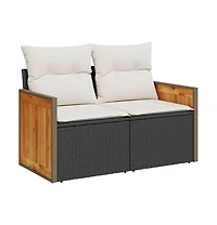 Garden Sofa Black Pe Rattan 2-Seater Modular Garden Sofa