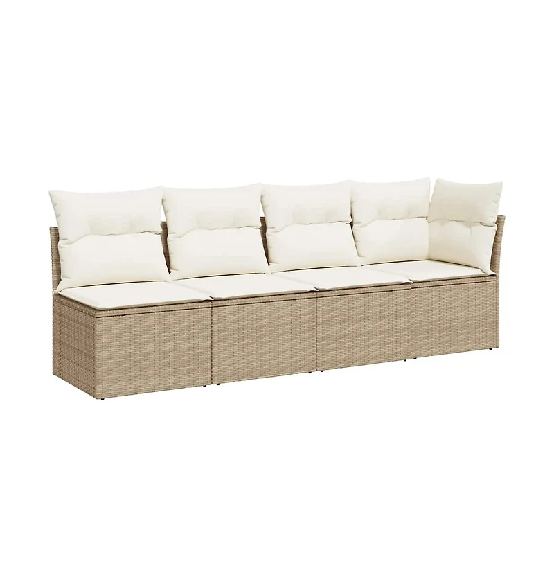 Garden Sofa Beige Pe rattan 4-Seater Modular Garden Sofa