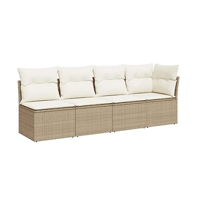 Garden Sofa Beige Pe rattan 4-Seater Modular Garden Sofa