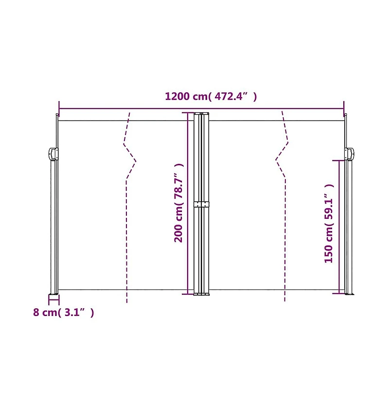 Retractable Side Awning Anthracite Polyester with Pu coating