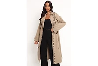 Petal and Pup Women's Grayson Embroidered Trim Trench Coat - Taupe L
