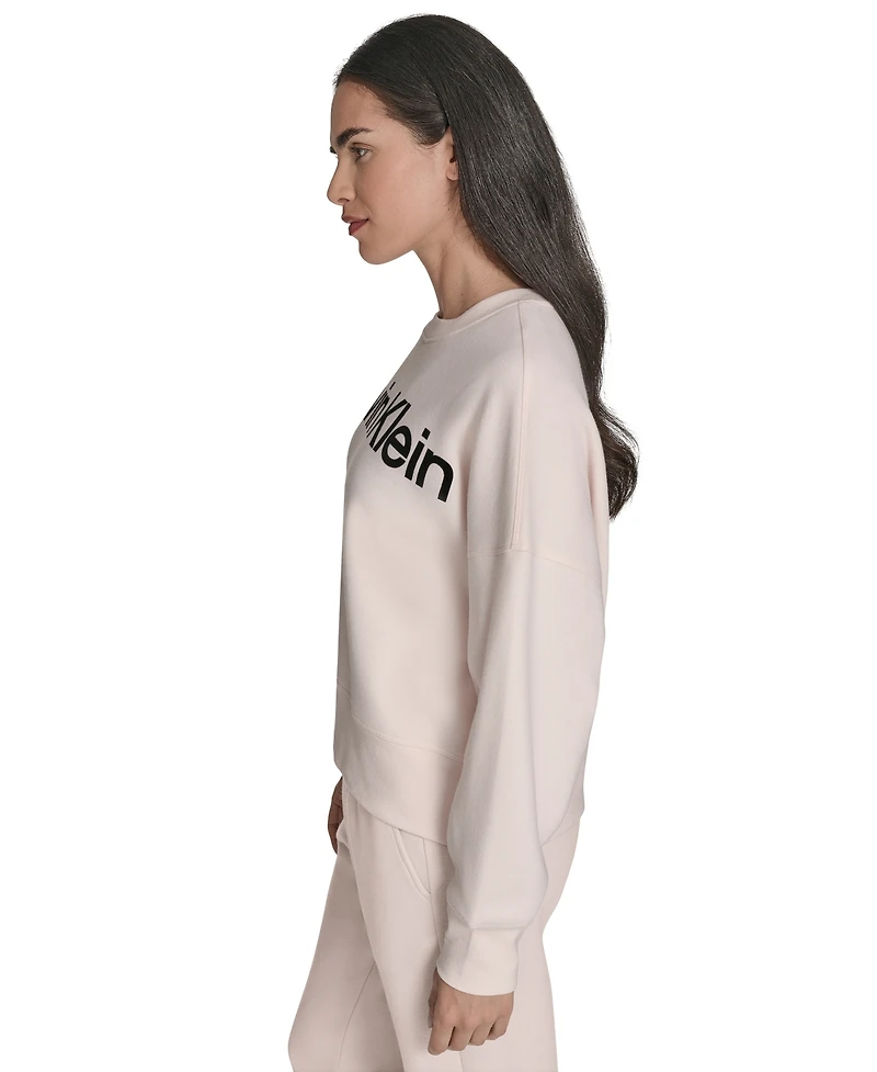 Calvin Klein Women's Performance Flocked Logo Pull-On Sweatshirt