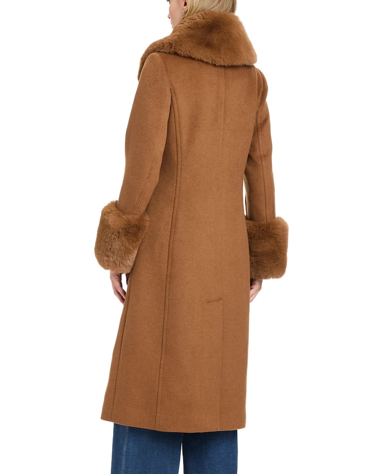 Vince Camuto Women's Single-Breasted Maxi Coat W/ Detachable Faux Fur