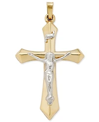 Two-Tone Crucifix Pendant in 14k Gold and White Gold