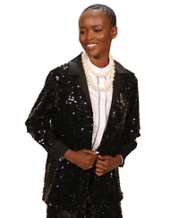 Isaac Mizrahi Women's Sequin Button Down Long Sleeves Top