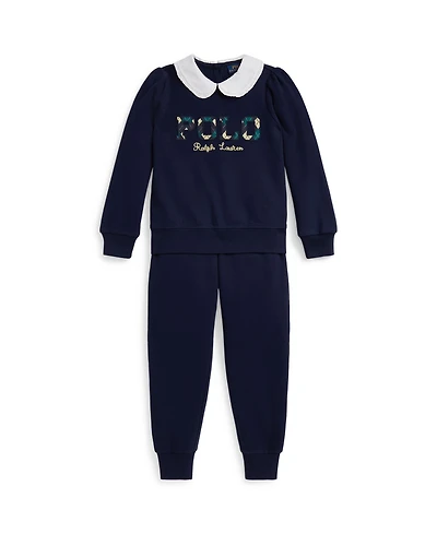 Polo Ralph Lauren Girls 2T-6X 2-Piece Argyle Logo Fleece Sweatshirt and Pants Set