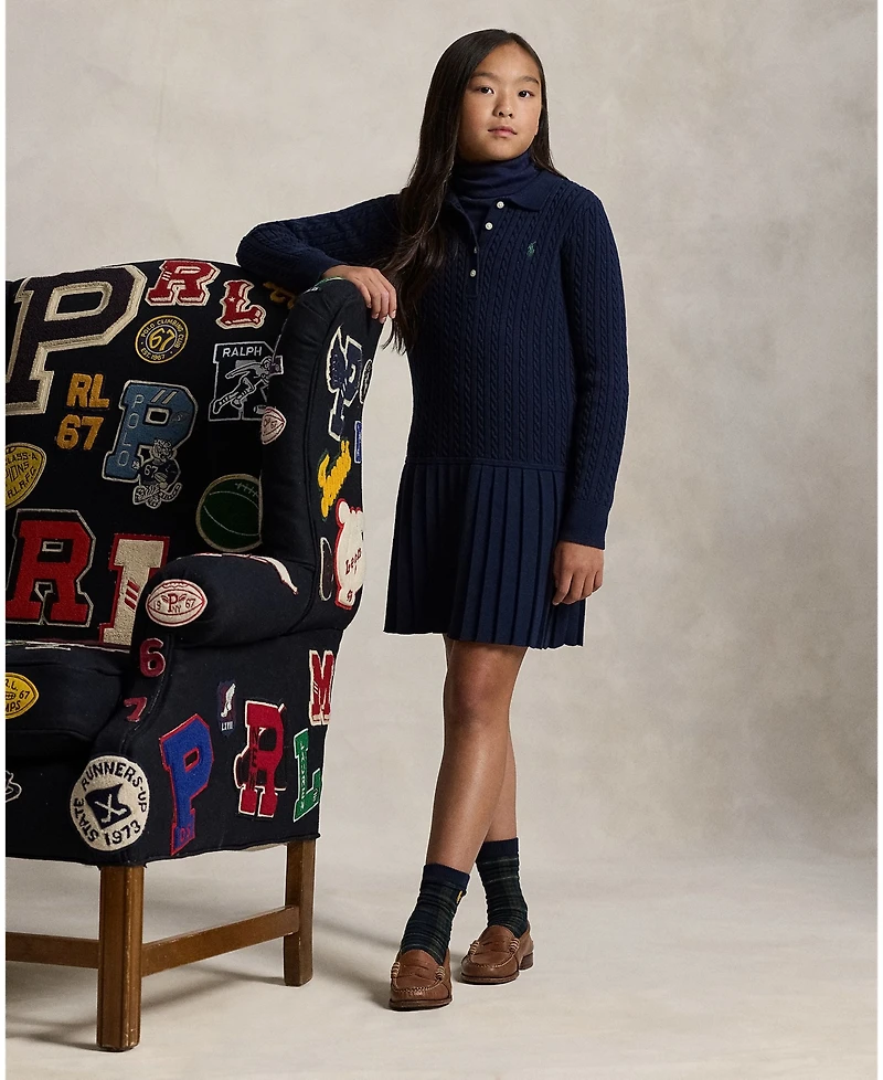 Polo Ralph Lauren Girls 7-16 Mini-Cable Long Sleeve Sweater Dress