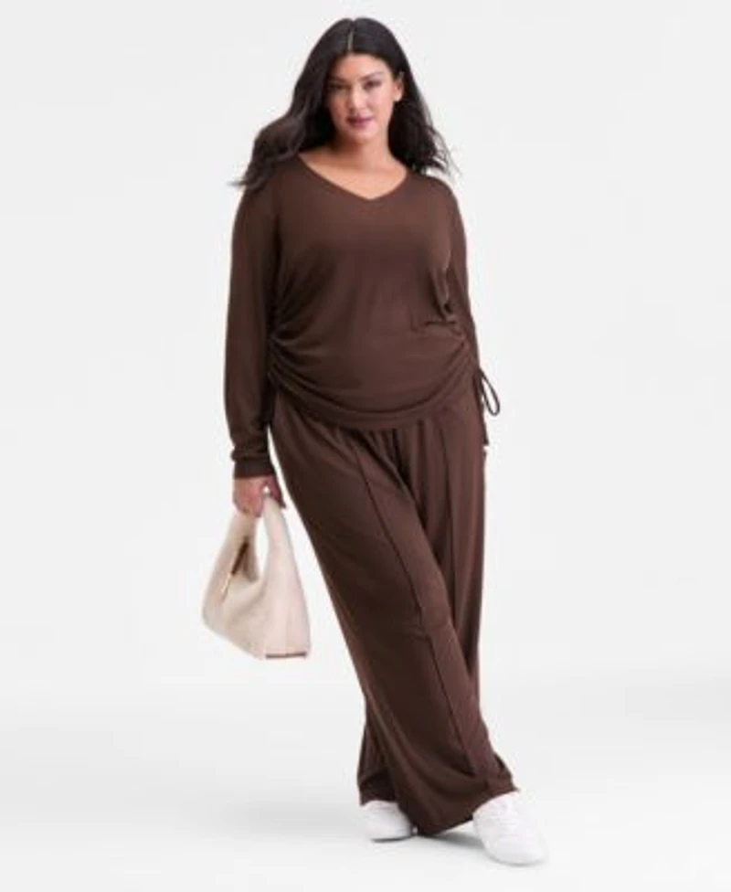 I.N.C. International Concepts Plus Size Side Tie Top Wide Leg Pants Macys Exclusive