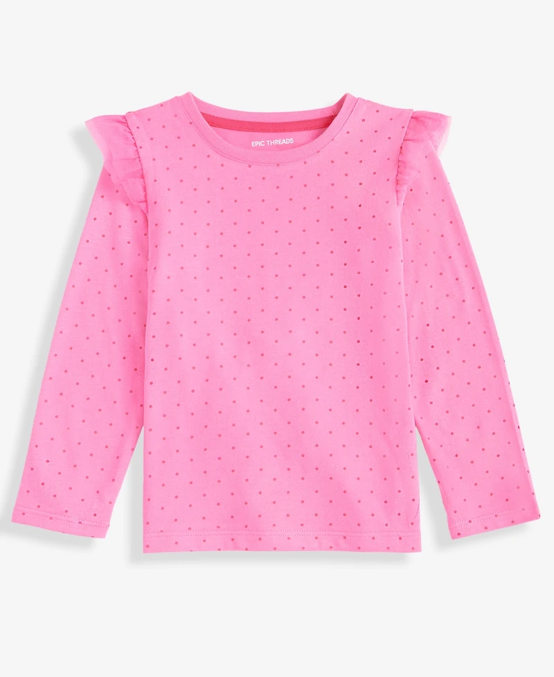 Epic Threads Girls Toddler 2T-4T Polka Dot Ruffle Long-Sleeve Top, Macy's Exclusive