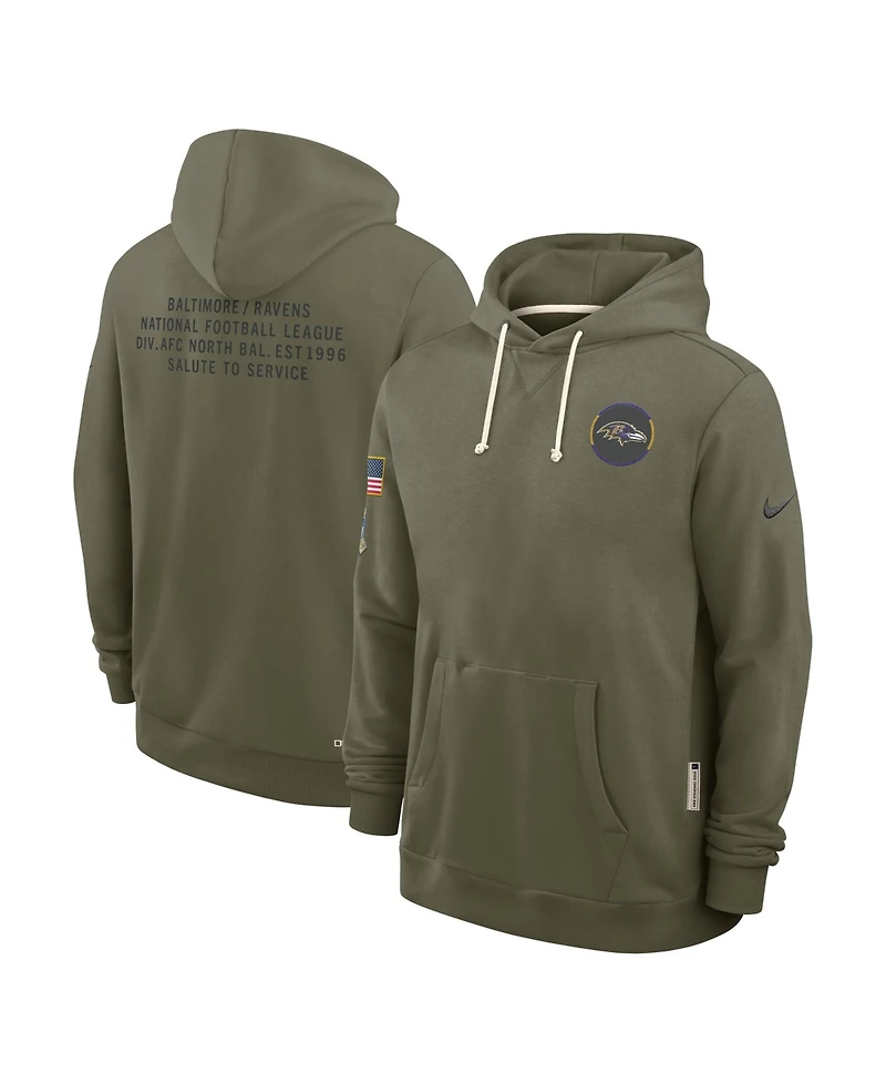 Nike Men's Olive Baltimore Ravens 2025 Salute to Service Dominant Force Pullover Hoodie