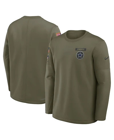 Nike Men's Olive Dallas Cowboys 2025 Salute to Service Coaches Therma-Fit Long Sleeve T-Shirt