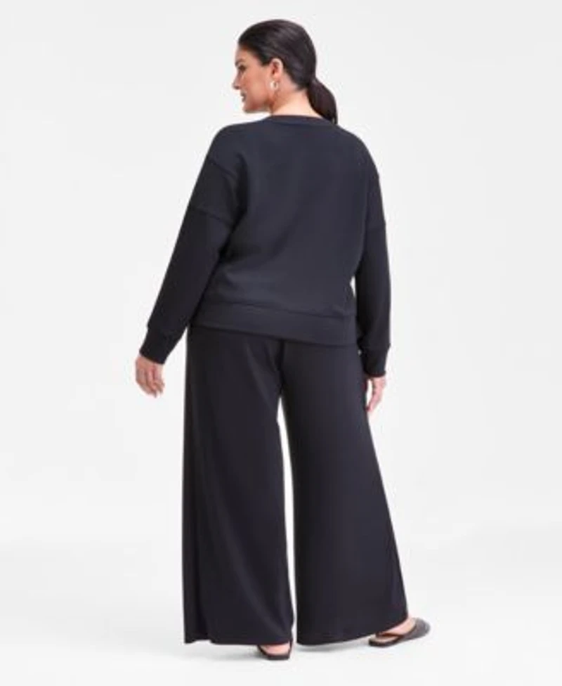 I.N.C. International Concepts Plus Size V Neck Top Wide Leg Pants Macys Exclusive