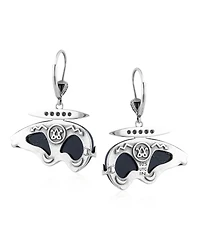American West Jewelry Sterling Silver Black Onyx Bear Lever Back Earrings