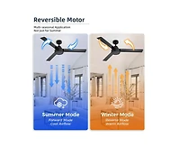 52-inch Modern 3-Blade without Light Ceiling Fan with Six Speed Remote Control and Timing Function for Indoor