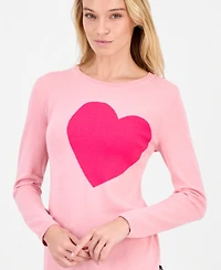 Nautica Jeans Women's Cotton Embroidered-Heart Sweater