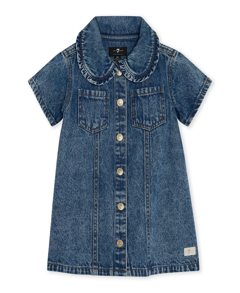 7 For All Mankind Baby Girls Denim Dress with Coordinating Bloomers