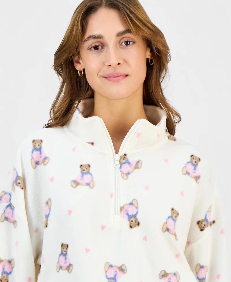 Hippie Rose Juniors' Polar Fleece Quarter-Zip Sweatshirt